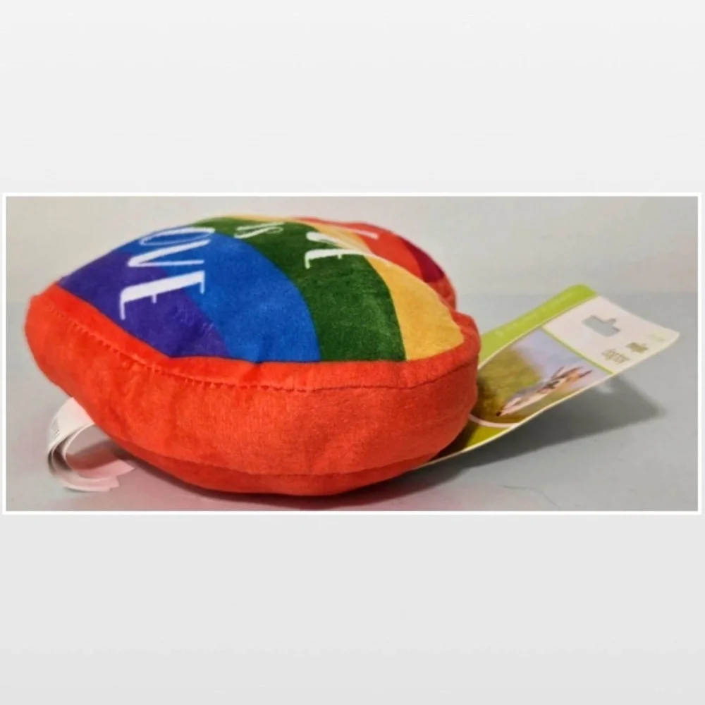 New Dog Toy Plush OS Heart Rainbow Pride Love Is Love Animal Pet NWT